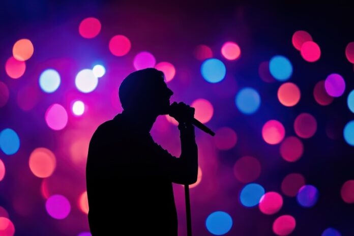 Singer Performing in Silhouette